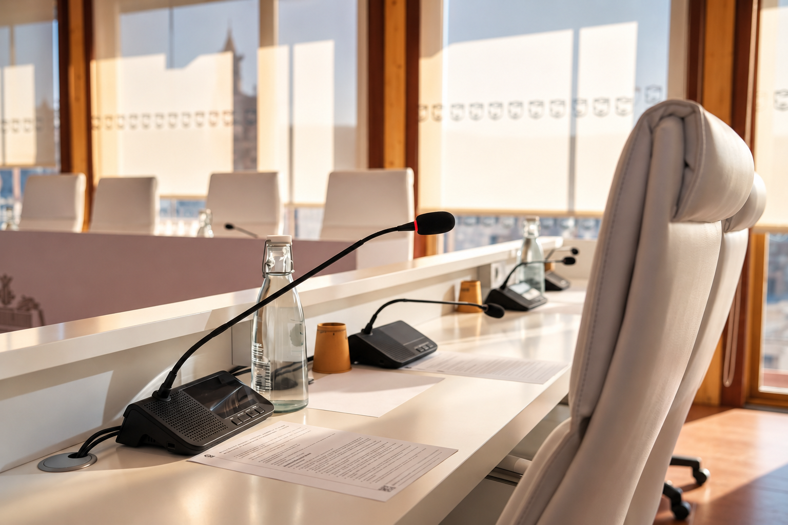 Sala de reuniones con microfonía profesional