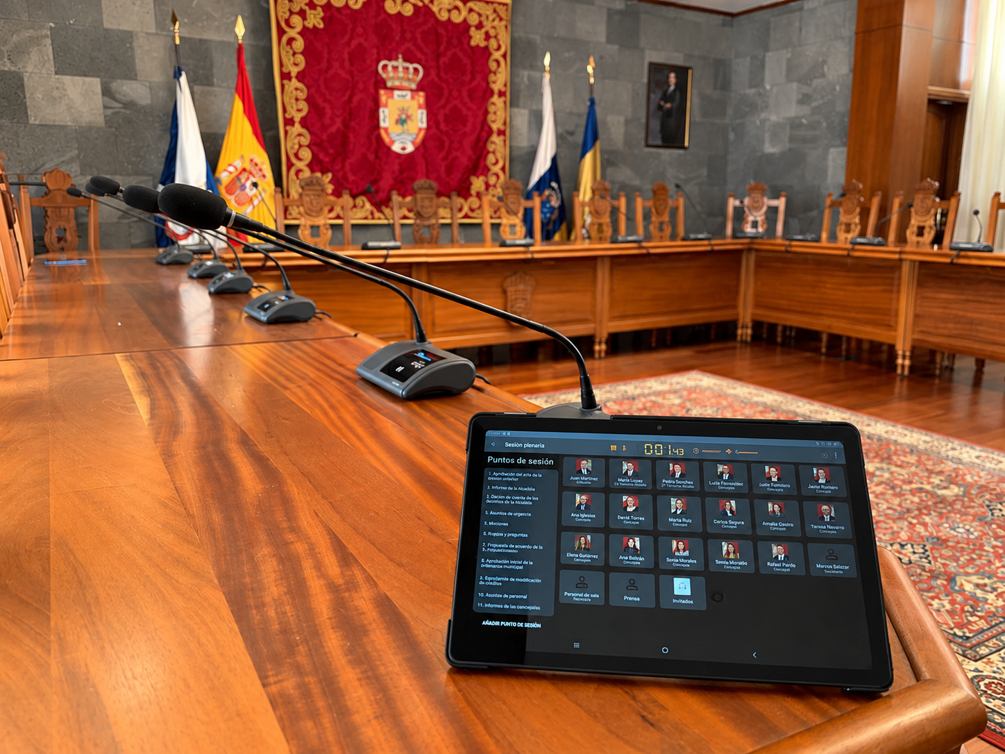 Tablet de gestión de sesiones plenarias